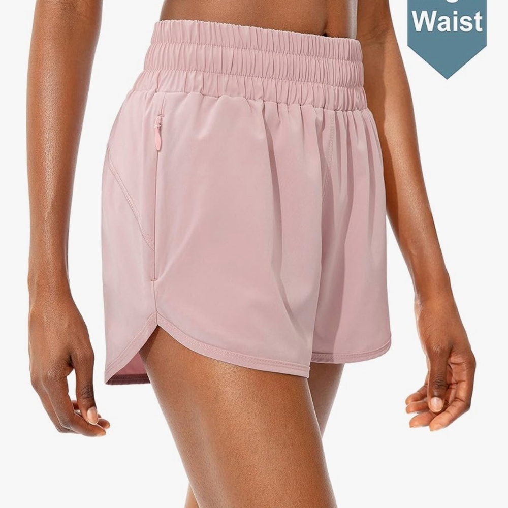 Pale Pink Running Shorts | Zip Pockets + Inner Briefs | EUC - Picture 5 of 10